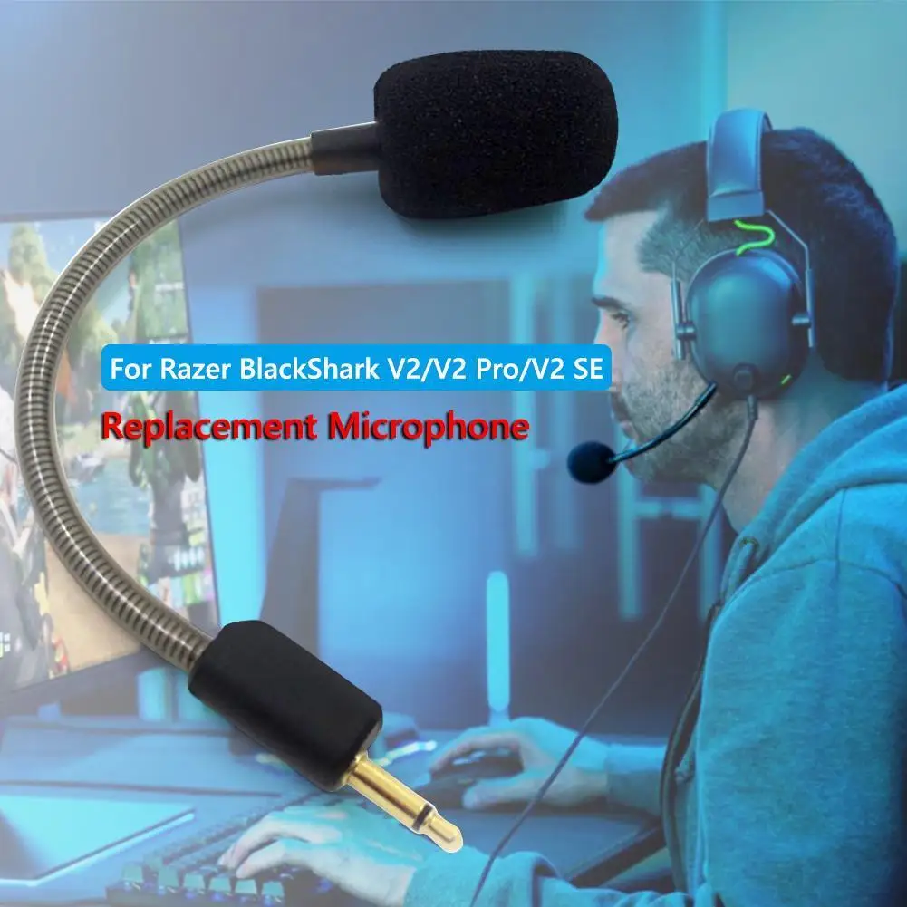 3.5mm Bendable Replacement Game Microphone Headset Mic Replacement for Razer BlackShark V2/V2 Pro/V2 SE