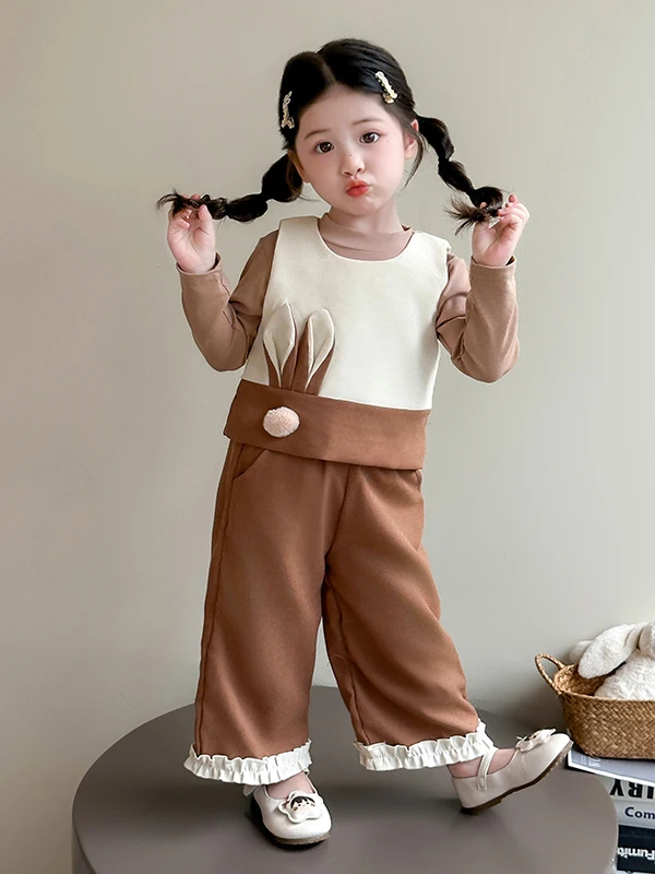 

Faionable Tee-Piece Set for Girls Autumn 2025 New Arrival Ele Sle Children's Clothing Vest Set Cute Early Autumn Ou...