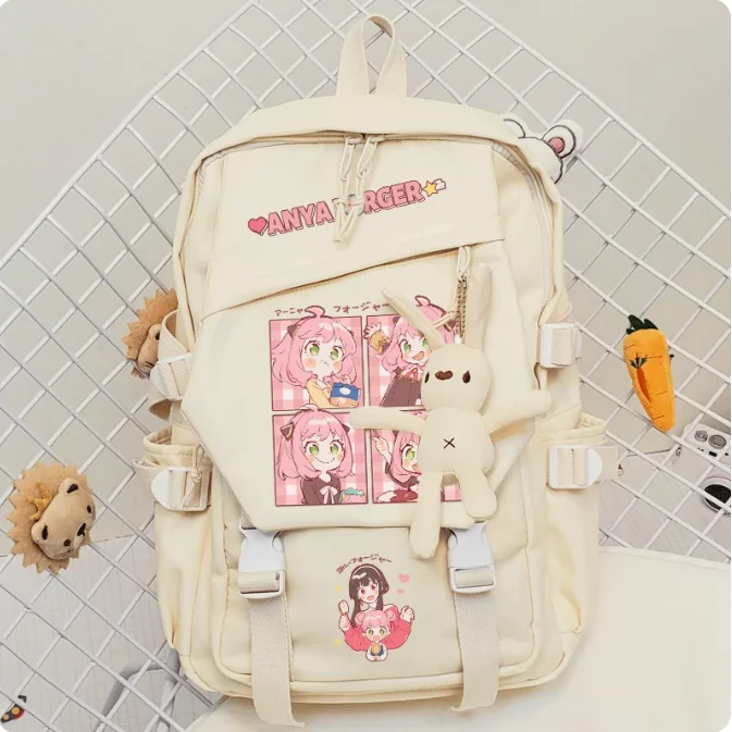 Anime spy×family anya falsificador mochila computador de alta capacidade casual bolsa de ombro saco do mensageiro estudante 1411