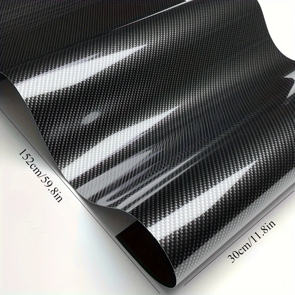 High-Gloss Black 9D Carbon Fiber Car Stickers Vinyl Wrap Easy Cut Scratch Waterproof Protection for Auto Body and Interior