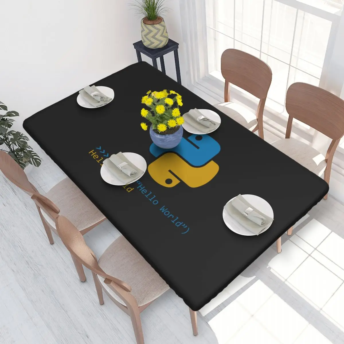 Custom Rectangular Waterproof Oil-Proof Computer Developer Python Tablecloth Table Cover 4FT Fit Programmer  Coder Table Cloth