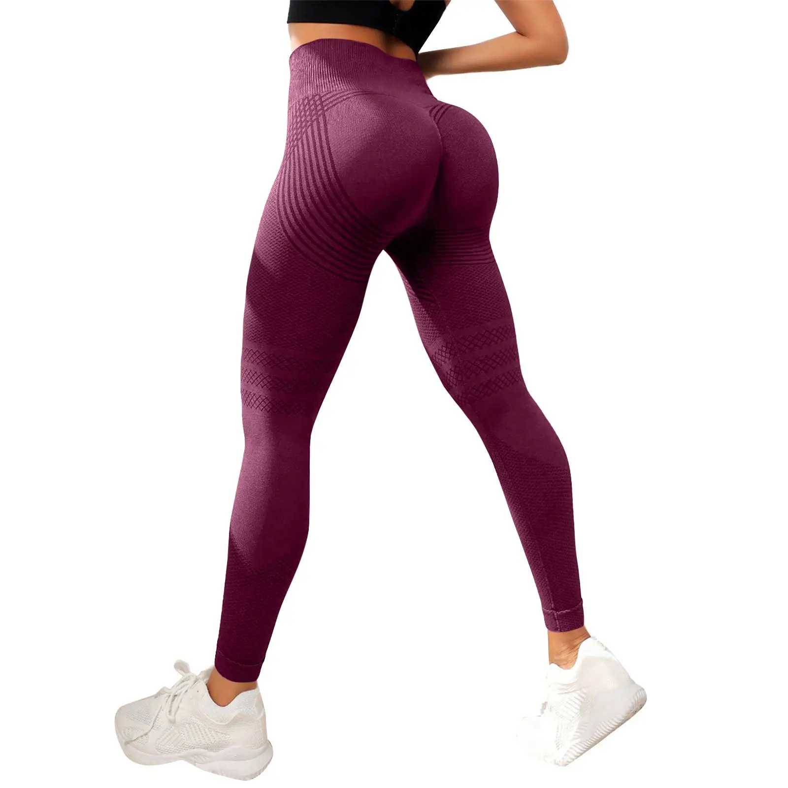 Sports Pants With Sexy Lines Lifting Buttocks Sports Tight Pants Women's High Waisted Elastic Fitness Pants Running Yoga Pants