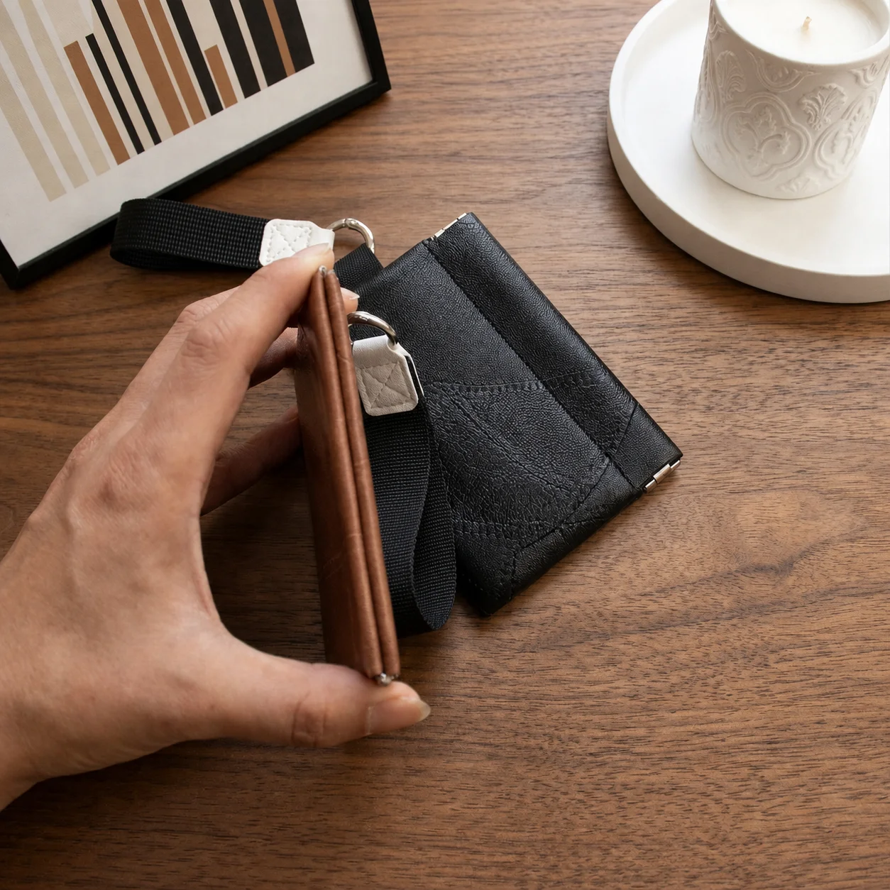 Vintage Black Fashion Leather Key Wallet With Wrist Strap Long Pocket Coin Purse Men Small Money Change Bag Card Holder Pouch