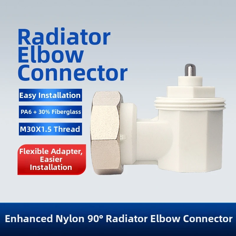 90 Degree Radiator Elbow Adapter Thermostatic Valve Connector Reinforced Nylon Temperature Control Valve Corner Connector