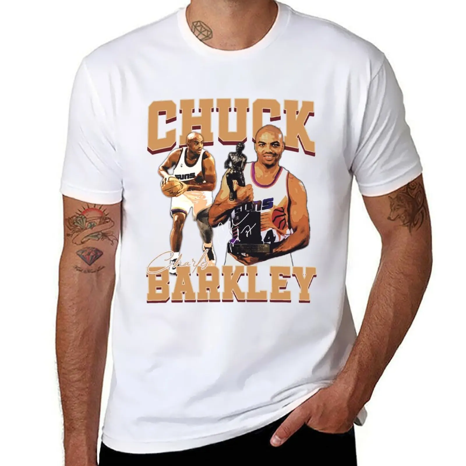 

Vintage Sir Charles Barkley Chuck Basketball Retro 80s 90s Rap Style T-Shirt cotton t shirt man t shirt man plain T-Shirt