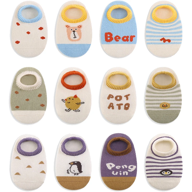 Calzini da pavimento per bambini Calzini da barca sottili antiscivolo per bambini traspiranti primaverili, autunnali ed estivi Calzini corti in cotone per ragazze e ragazzi