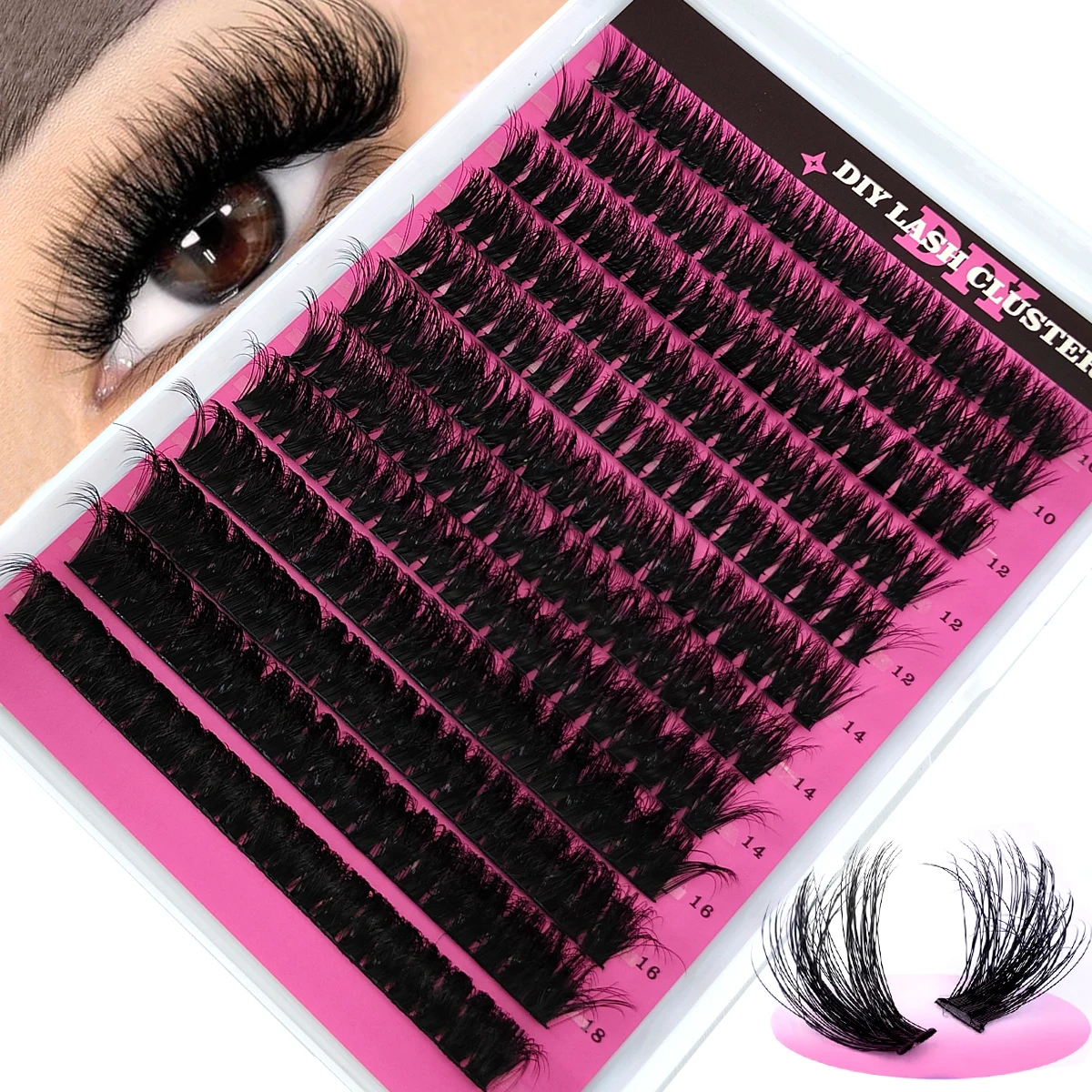 

Cluster Eyelash Extension 240pcs/12Rows Bundles 50-200D Thick Lashes Clusters Individual Eyelashes Bundles 5D Fluffy Lashes
