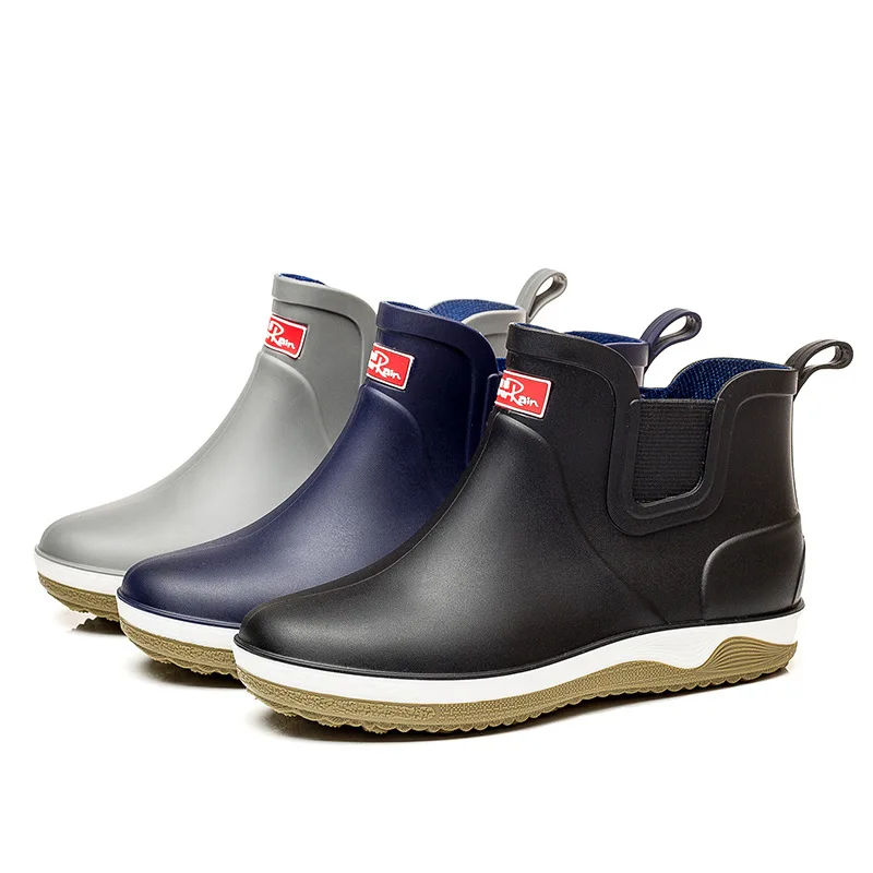 

Pop Men's Rubber Boots Waterproof Non-slip Fashion Rain Shoes Men Winter Warm Rain Boots Fishing Booties Slip On Work Galoshes