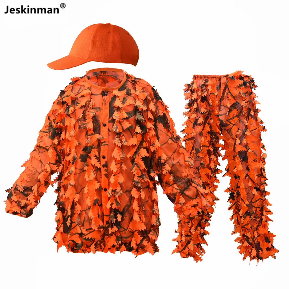 

3D Red Maple Leaves Bionic Camouflage Hunting Fishing Ghillie Suit Breathable Wear-Resistant Anti-Sweat Quick-Dry Sports Suit