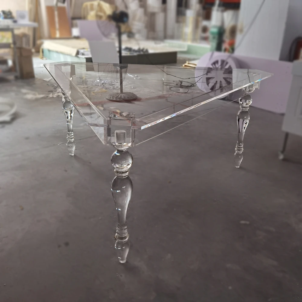 Modern Triangle Clear Acrylic Cake Coffee Table For Wedding Events Decoration