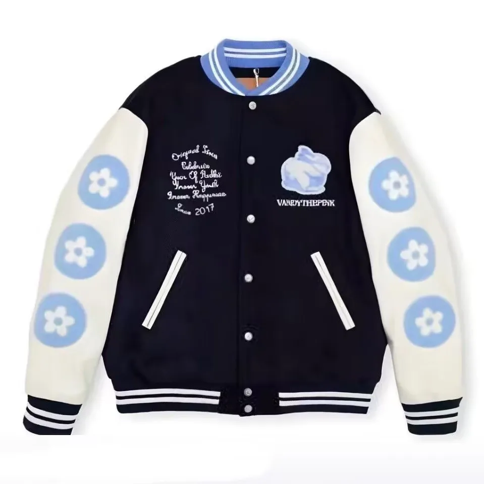 

Vandythepink Бейсбольный воротник Jaet Цветочный кролик Бургер Вышивка Хлопок Jaet Верхняя одежда Повседневная теплая одежда для повседневного использования