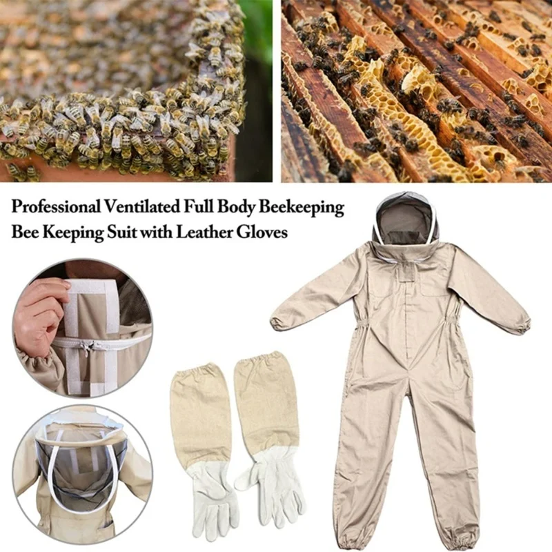 Bee Suit With Gloves Beekeeping Protective Suits Beekeeper Suit Bee Keeper Gear Coveralls Bee Outfit