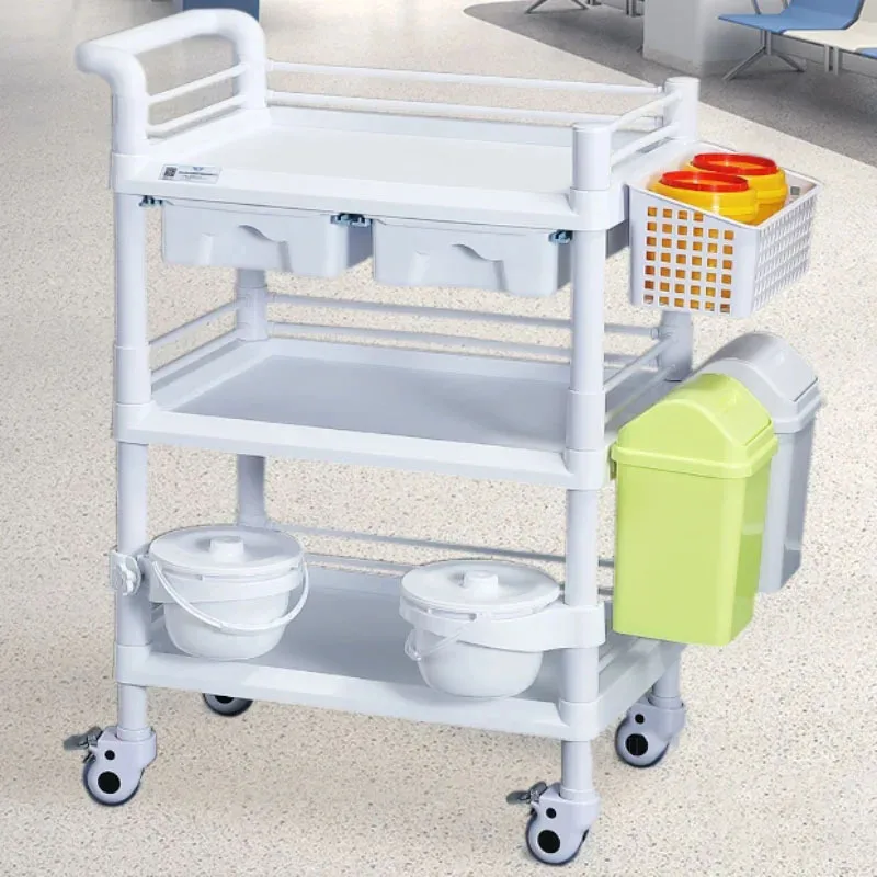 ABS Plastic Multi-layer Trolley Equipment Operating Room Trolley Medical Hospital Instrument Trolley Mobile Silent Caster Cart Z