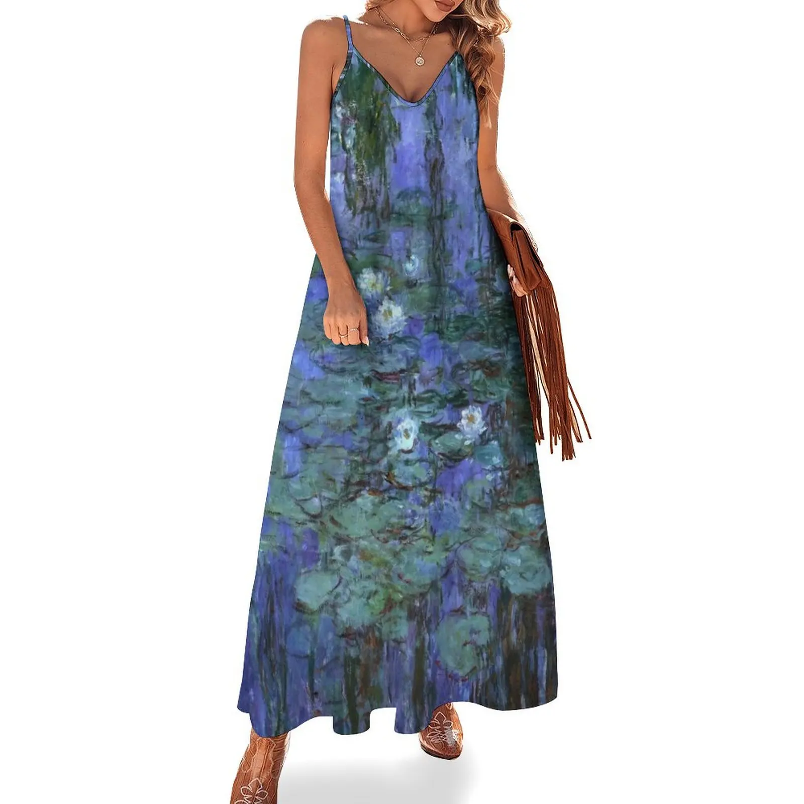 

Blue Water Lilies, Claude Monet Sleeveless Dress luxury evening dress woman for wedding Evening dresses