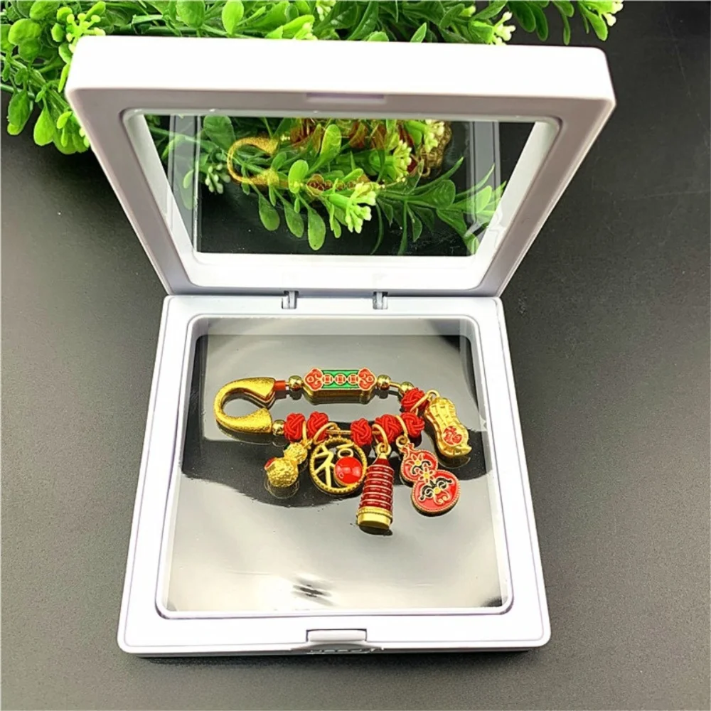 Chinese Style Red Lucky Brooch Pin Clouds Peace Lock Geometric Alloy Keychain Pendant Ancient Method Gold Alloy Pin