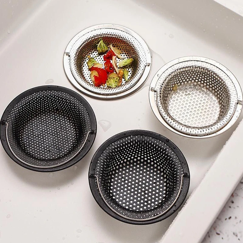 Stainless Steel Sink Filter with Handle Kitchen Food Residue Strainer Anti Clogging Fine Mesh Drain Strainer Metal Floor Drain