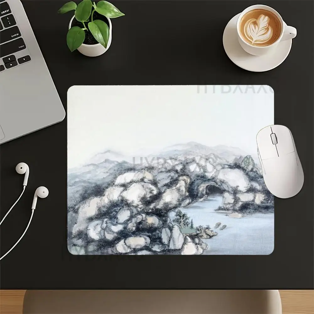 Chinese Ink Wash Landscape Zen Ar HYBXAXC Small Mouse Pad Thickened Desktop Computer Keyboard Wireless Boy Girl Gift for CS DOTA
