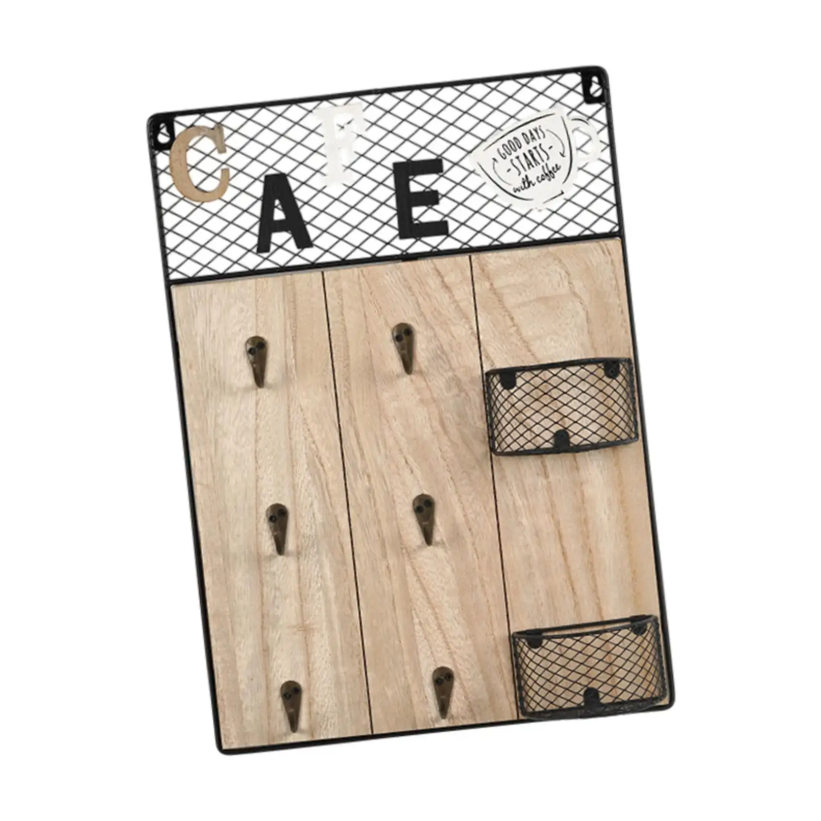 Wall Mounted Mug Display Stand Wood Rack Organizer Coffee Cup Holder Rustic Space Saving for Kitchen Cabinet Storage