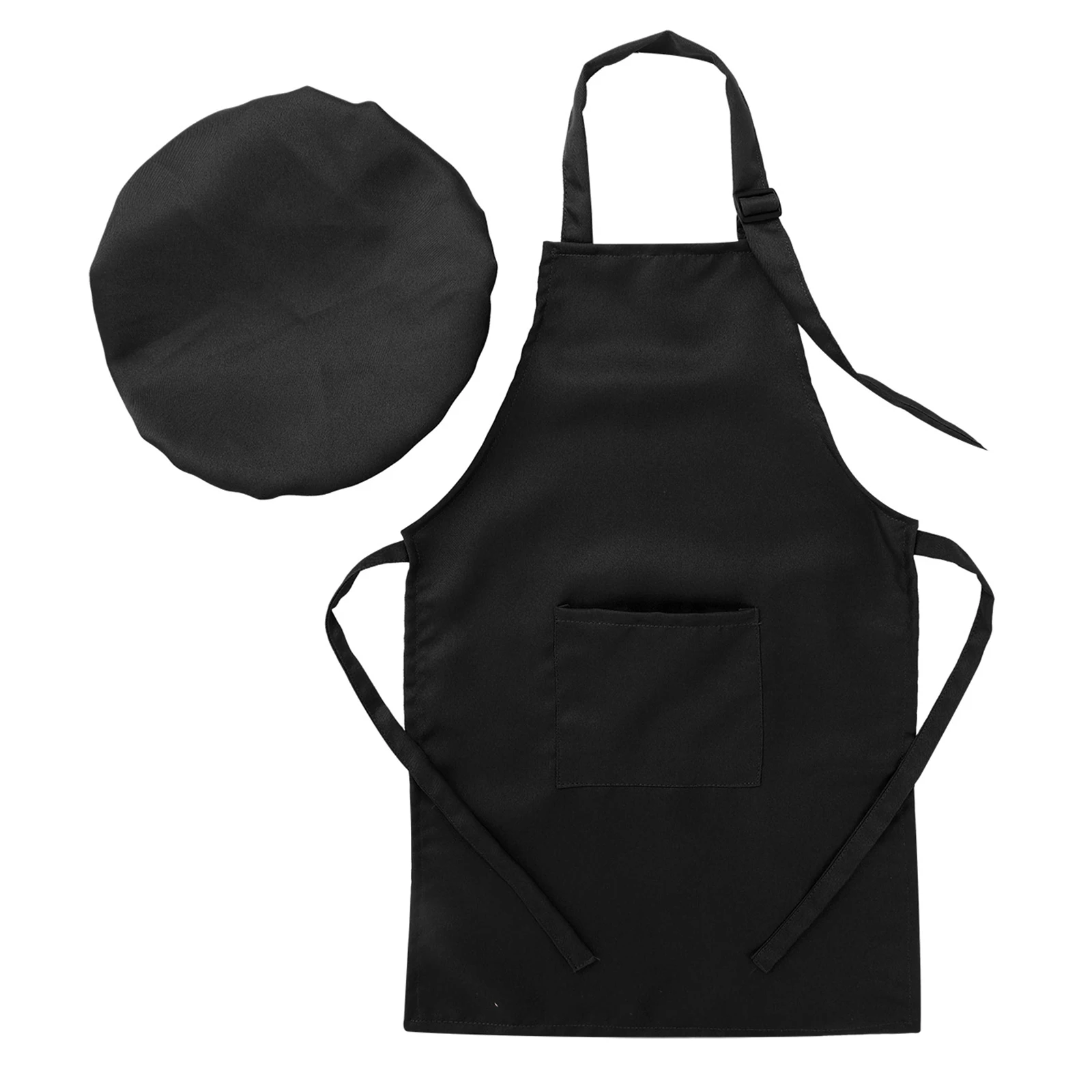 Conjunto de traje de chef adulto para homens e mulheres, halter unissex, avental com cordões, chapéu de cozinheiro ajustável, cozinha, restaurante, hotel, Bakeshop