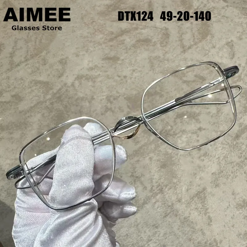 

Japanese Handmade Designer Glasses Frame Men's Square Double Beam Eyeglasses Women Pure Titanium Ultralight Eyewear DTX124 Gafas