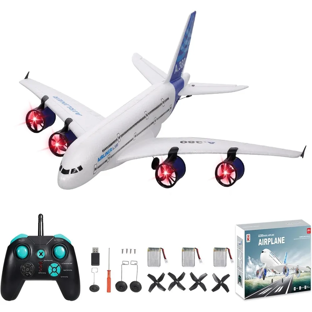 Aereo RC aliante ad ala fissa in schiuma EPP a 3 canali da 2,4 GHz per principianti - Modello A380 facile da volare