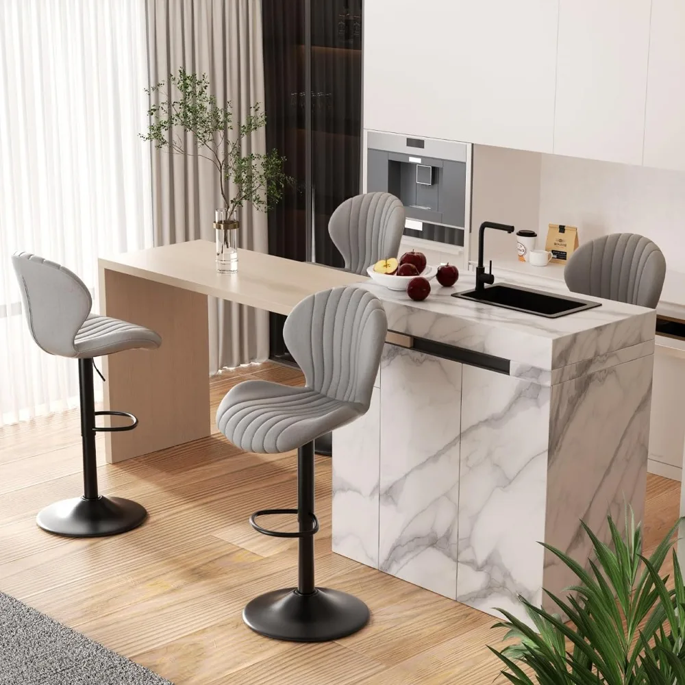 Modern Swivel Bar Stools Set, Cadeiras de Bar, Barstools Counter Altura, Encosto Alto, Fácil, Montagem de 3-5 Minutos, 2 PCs