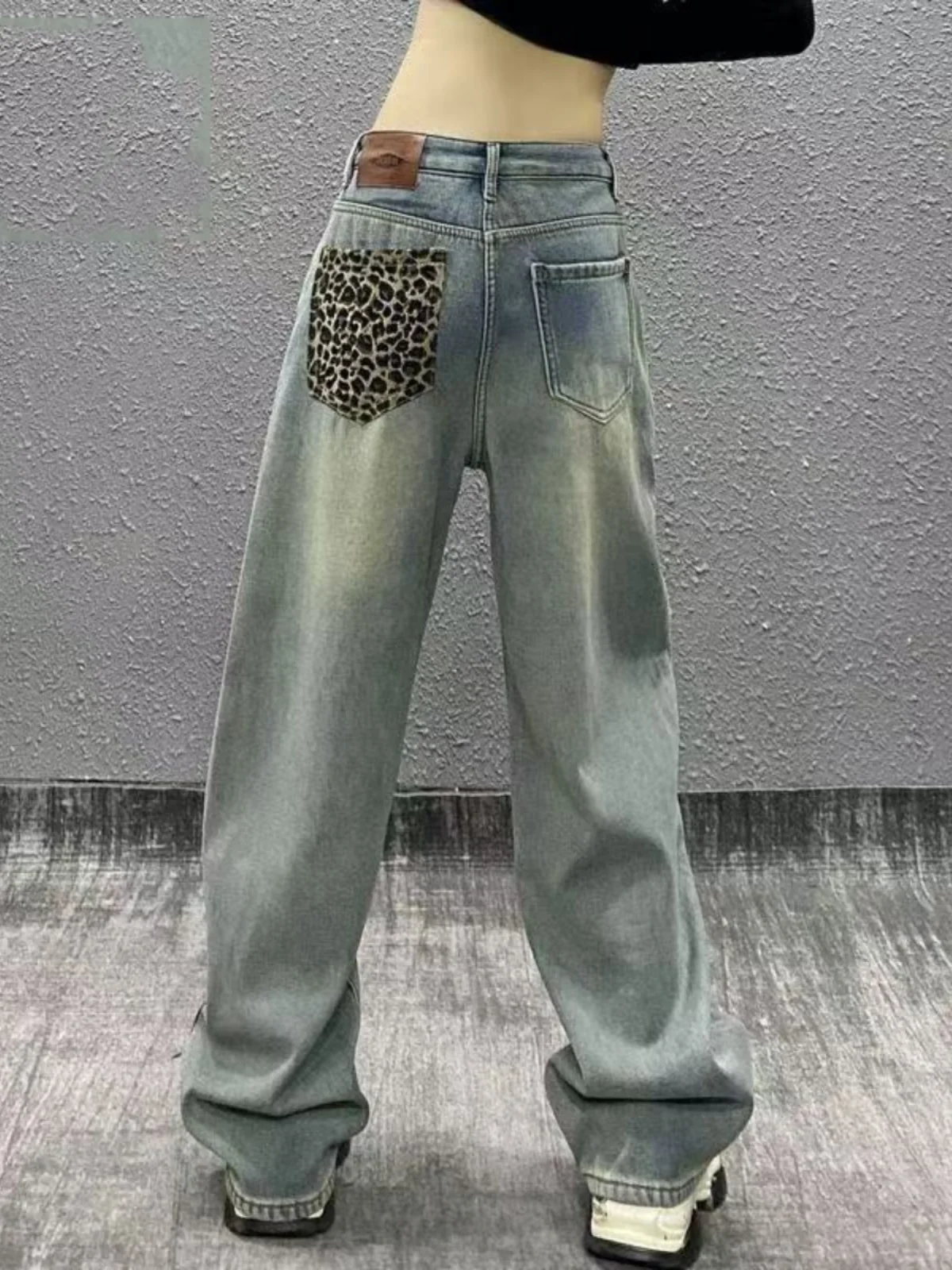 

High Waist Wide Leg Casual Jeans Women's Spring 2026 New Sle ket Design Loose Fit Slimming Straight Floor-Length Pants