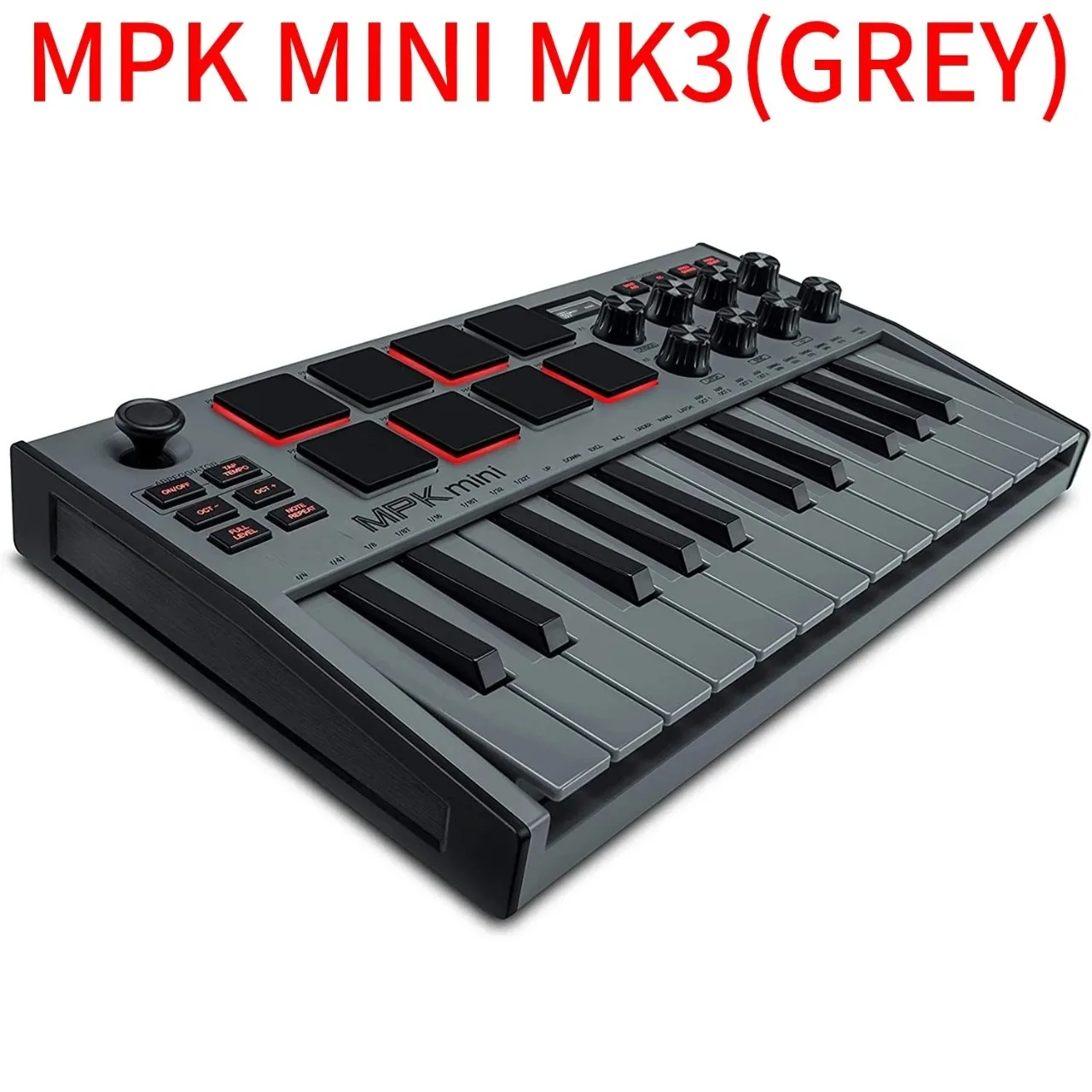 Profesional MPK Mini MK3 - Controlador de teclado MIDI USB de 25 teclas con 8 baterías retroiluminadas, 8 perillas (gris)