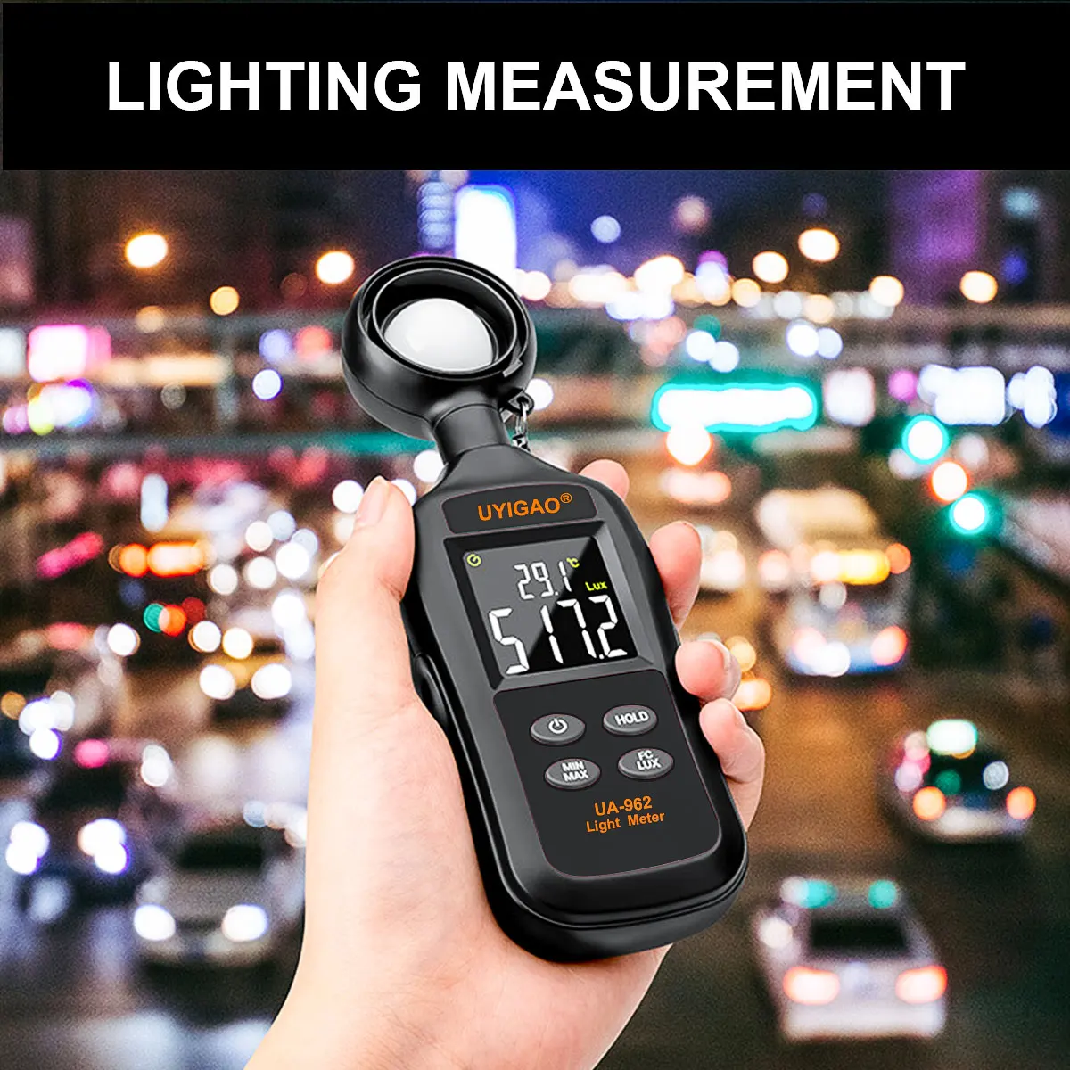 UYIGAO 40 Digital Light Meter 0~200K Lux Photometer Luxmeter Professional illuminometer Photo Detector Color LCD Display