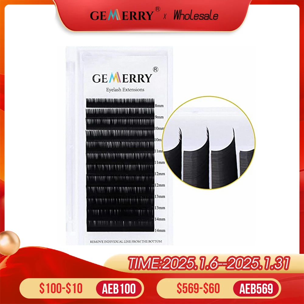 Gemerry Classic Eyelash Extension Faux Mink Artificial Lashes Long Size For Makeup Natural Individual False Eyelashes Supplies