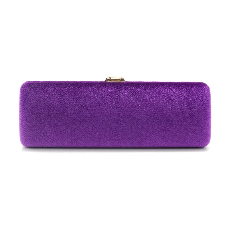 Elegant Ladies' Purple Evenin Clutch Luxury Emerald Serpentine Purse Vintage Leaf Buckle Velvet Wedding Party Dress Handbag view 2