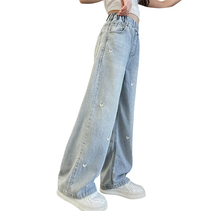 2024 new early summer spring style girls jeans fashion trend all matching wide-leg pants Cuppa children straight pants summer