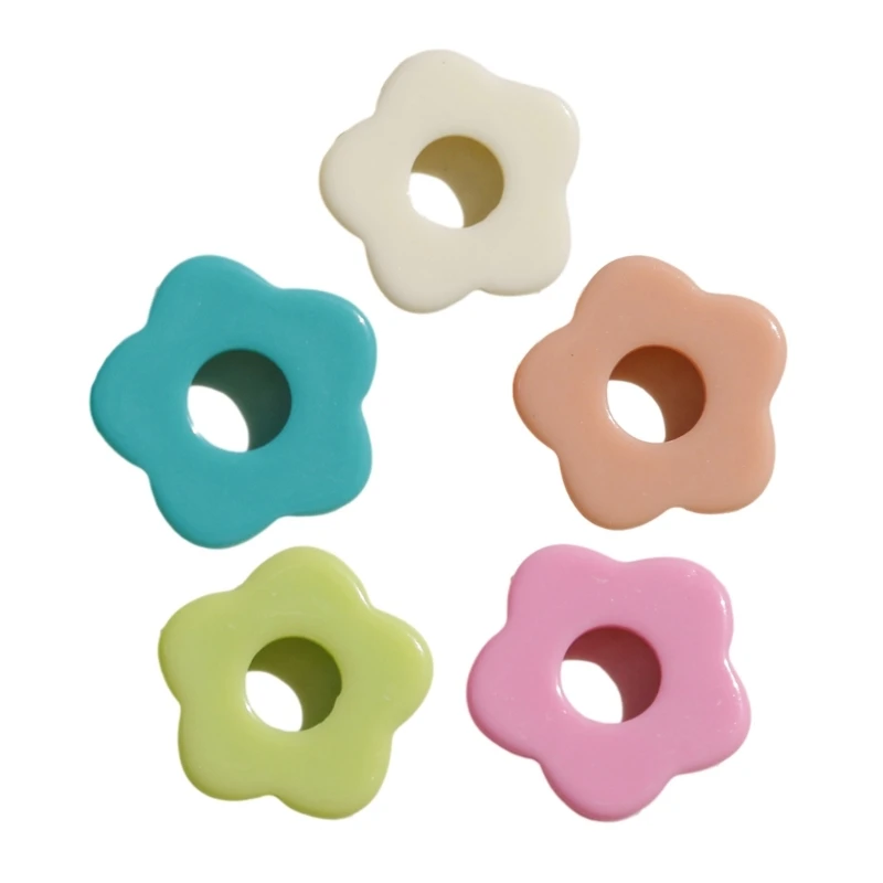 

LX9D 5pcs Single Holes Flowers Resin Pendants Ornament Jewelry Making Accessories