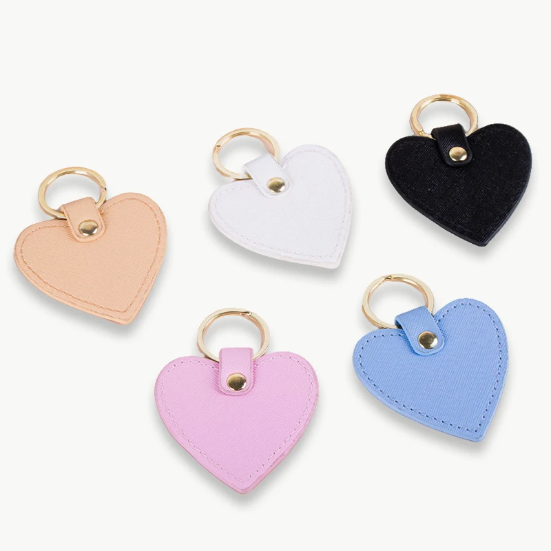 Heart-shaped Leather Keychain Custom LOGO Name Laser Engrave Text Personalized Key Chain Bag Pendant for Car Door Company Gift - view 6