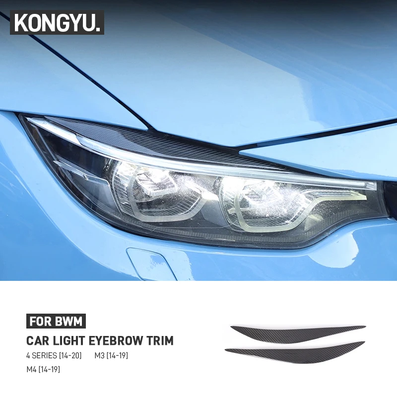 

For BMW 4 Series F32 F33 F36 M3 F80 F82 F83 M4 Real Carbon Fiber Car Headlight Eyebrow Trim Cover Sticker Exterior Accessories