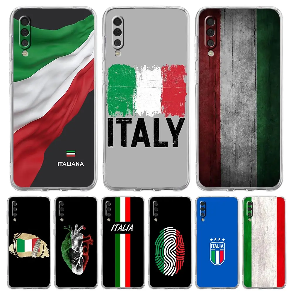 

ITALY Flag Phone Case For Samsung A54 A52 A50 A70 A30 A40 A20S A20E A02S A12 A14 A16 A22 A24 A42 A34 A32 5G A04s A06 Clear Cover