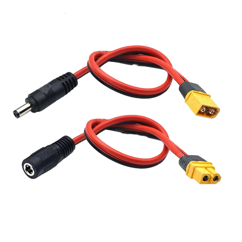 XT60 to DC Male/Female Connector Wire Industrial Grade 2 Square DC 5.5 x 2.1/2.5mm to XT60 Extension Cord Charging Adapter Cable