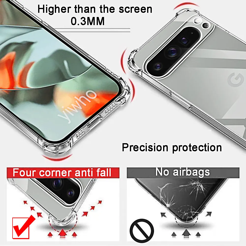 Transparent Phone Case for Google Pixel 9 Pro XL 8a 8 7a 7 Pro Soft TPU Protective Shell Back Cover Google9 9Pro 8Pro 7Pro 6Pro