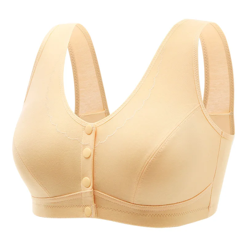 Female Large Size Thin Brassiere Women Front Closure Underwear Ladies Without Steel Ring Brassiere Female Comfortable Cotton Bra