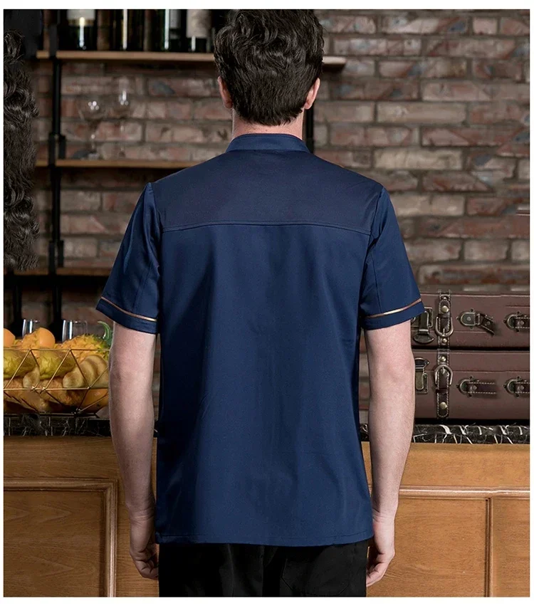 Vendita all'ingrosso unisex cucina chef uniforme estate manica corta traspirante hotel abbigliamento da lavoro ristorante abiti da lavoro chef utensili