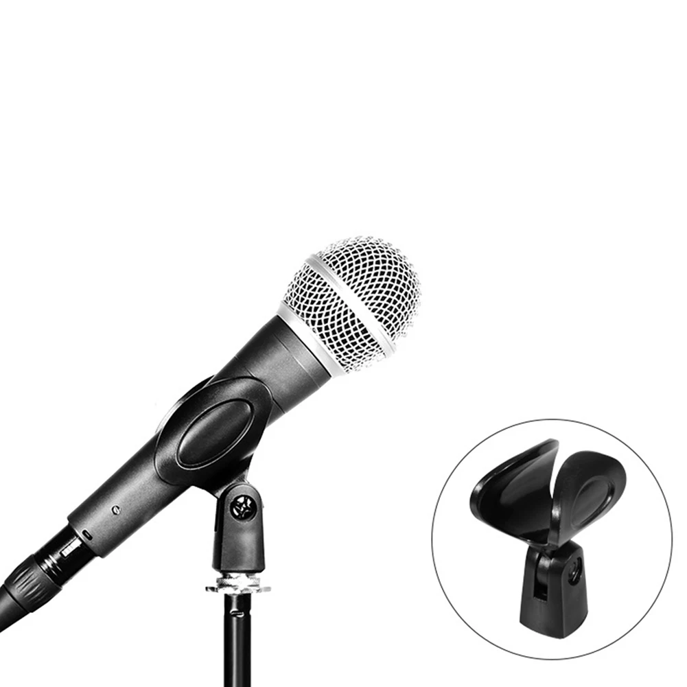 Klip klip mikrofon penjepit plastik Universal, mikrofon klip Universal hitam penjepit untuk mikrofon genggam