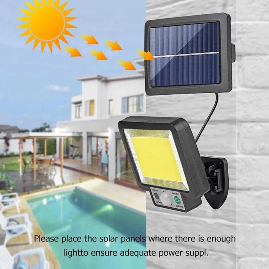 117 COB Outdoor Solar Lamp Motion Sensor Led Waterproof Solar Lights 3 Modes with Remote Control  Wall Lamp for Garden Yard Deco