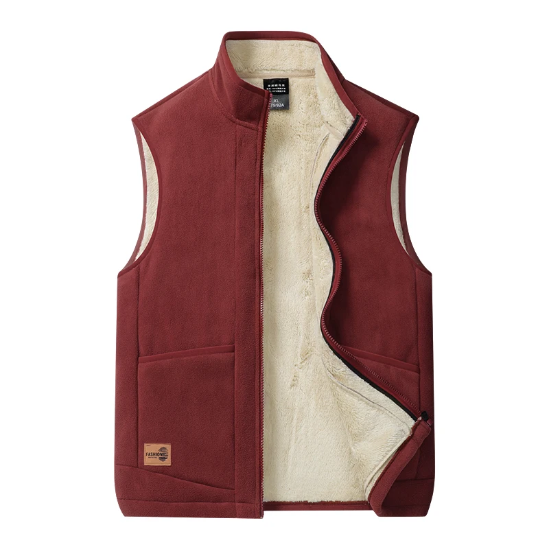 Men's Lamb Fur Vest Thickened Fleece Lined Warm Heated Inner Core Large Size Outerwear Jacket for Autumn Winter