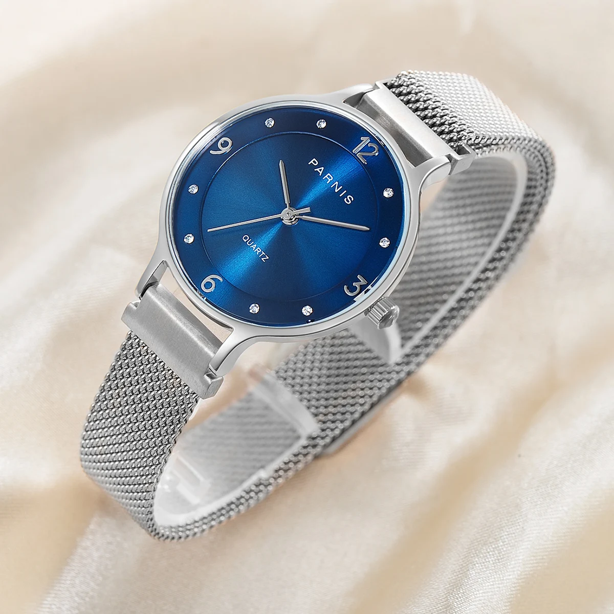 

New Parnis 30mm Blue Dial Quartz Women's Watch Waterproof Magnet Strap Women 6.6MM Thickness Ultra-thin Watches Top Luxury Brand