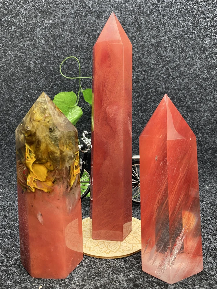 

1pc Large Size Mineral Red Smelted Stone Crystal Wand Reiki Healing Gemstone Obelisk Meditation Home Decor Holiday Gift Witchcra