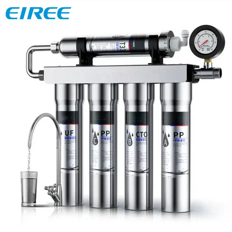 

EIREE 304 Stainless Steel Water Filter Drinking Water Household 5 Stages Water Filter System UF Water Purifier for Home kitchen