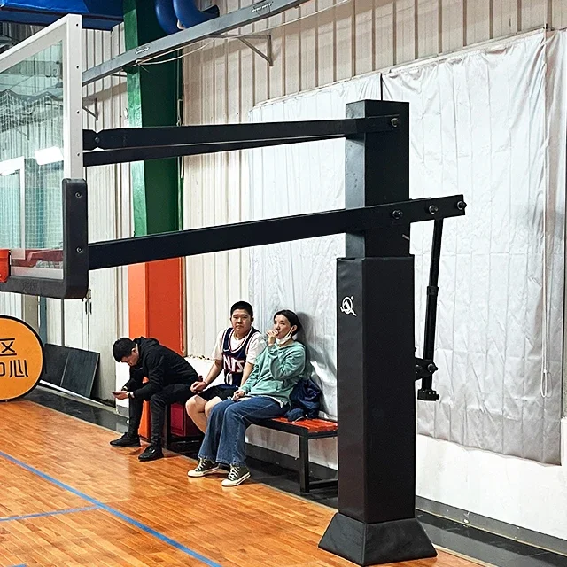 アメリカ規制サイズ強化ガラス製バックボード、ブレイクアウェイリム付きプロ仕様42インチx72インチ埋込式バスケットボールシステム