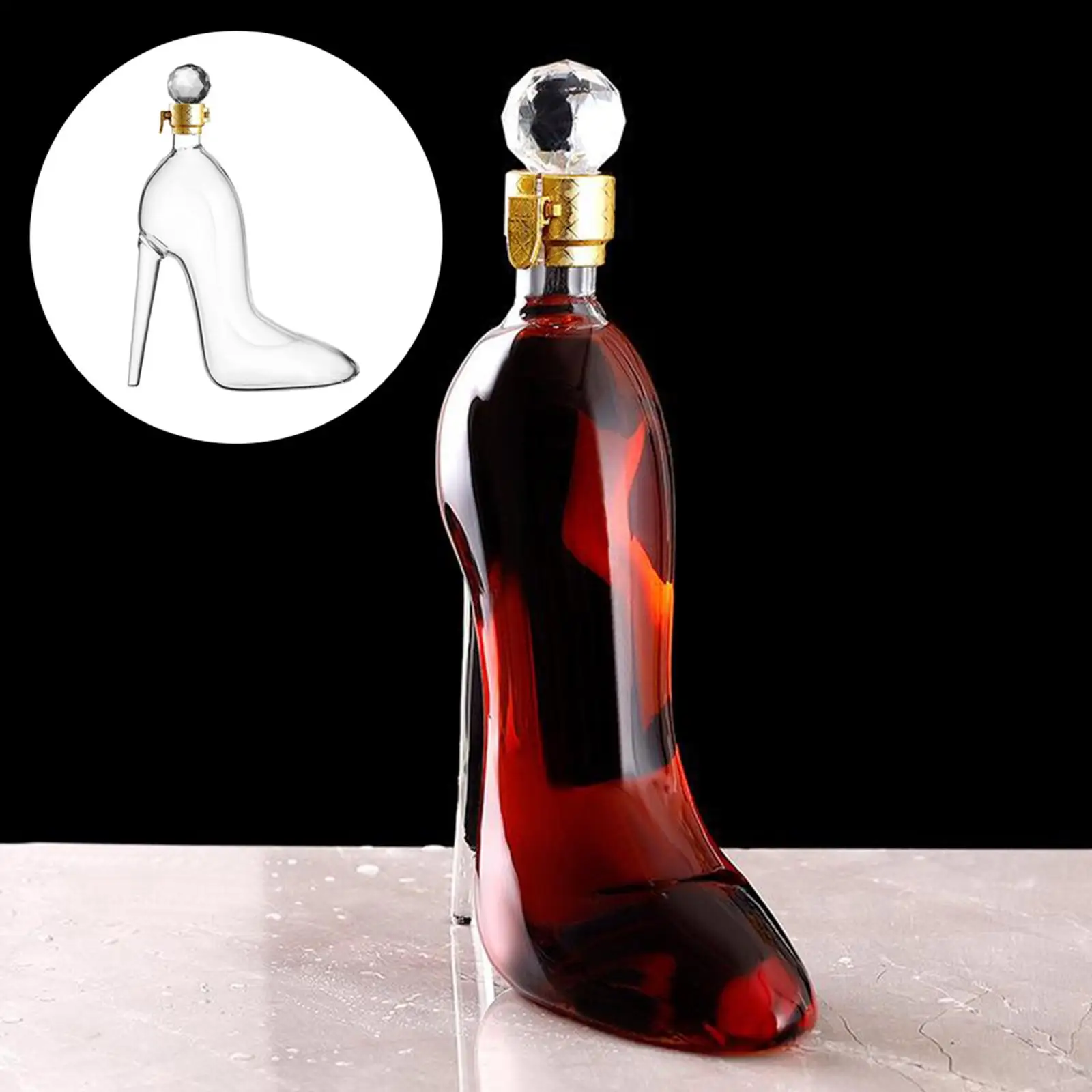 Novelty High-heeled Shoes Shape Whisky Decanter Luxurious Crystal Free Glass Merlot Bottle Dispenser