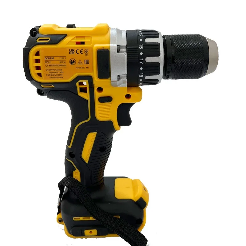 2000RPM Cordless Electric Drill Brushless Driver Adjustable Speed Impact Hand Drill Rechargeable Power Tools DCD796 Fit Dewalt