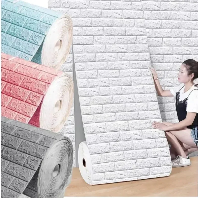 

10PCS 3D Wallpaper Stickers Roll Panel White Soft Foam Brick Marble Rock Cobblestone DIY Wall Home Room Decor Wallpaper Sticker